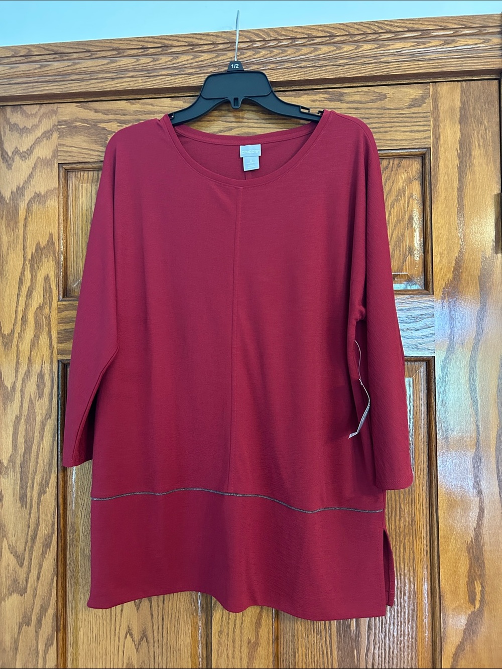 NWT Chico's Vibrant Deep Cherry Red Knit Tunic Top in Size 2